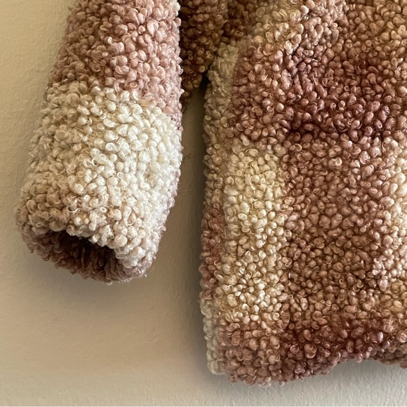 H&M Kids Plaid Sherpa Jacket - Cream and Brown Button-Up Jacket - Picture 9 of 11